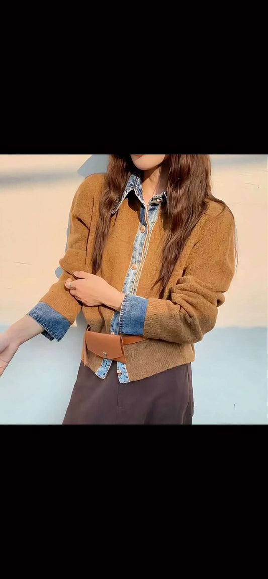 Maglia Elegante con Dettagli in Jeans – Stile Autunnale