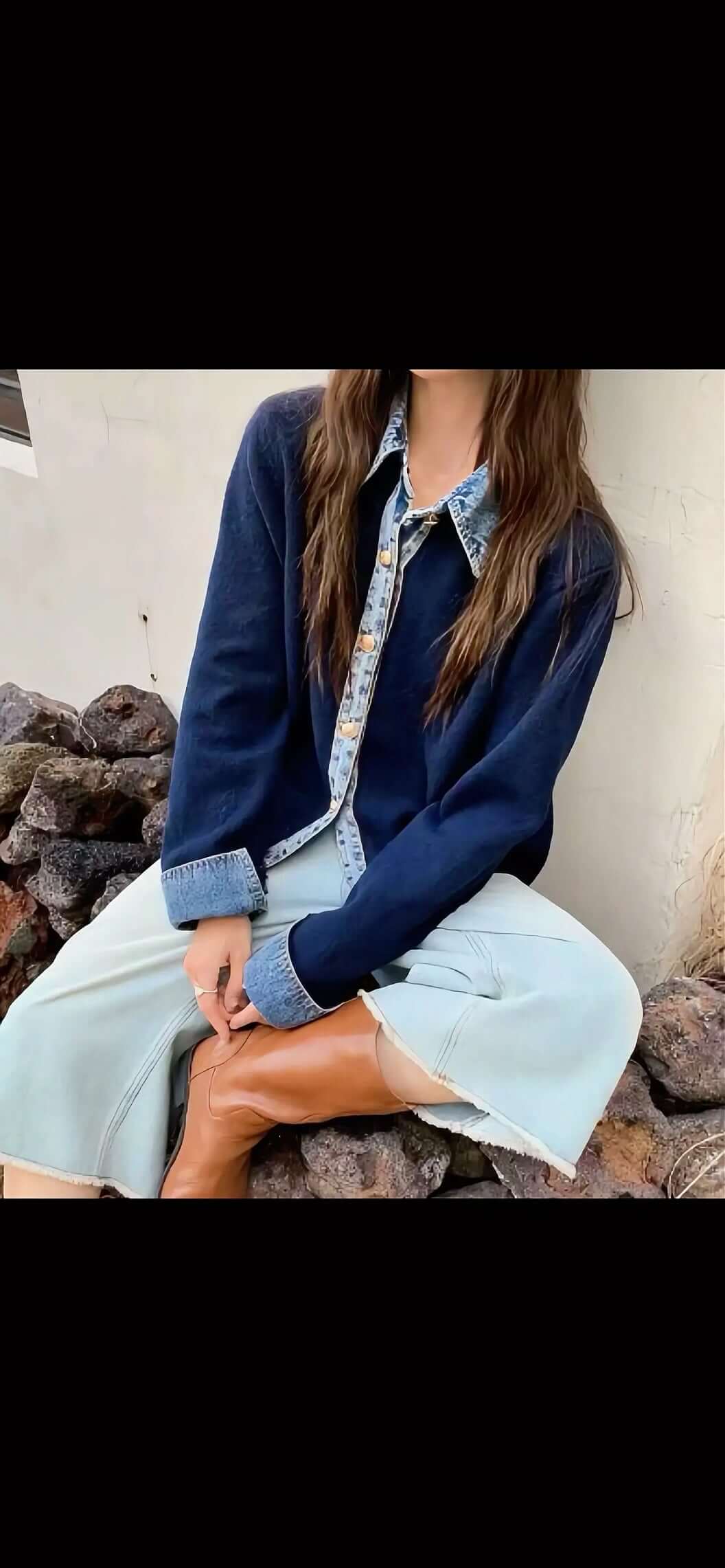 Maglia Elegante con Dettagli in Jeans – Stile Autunnale