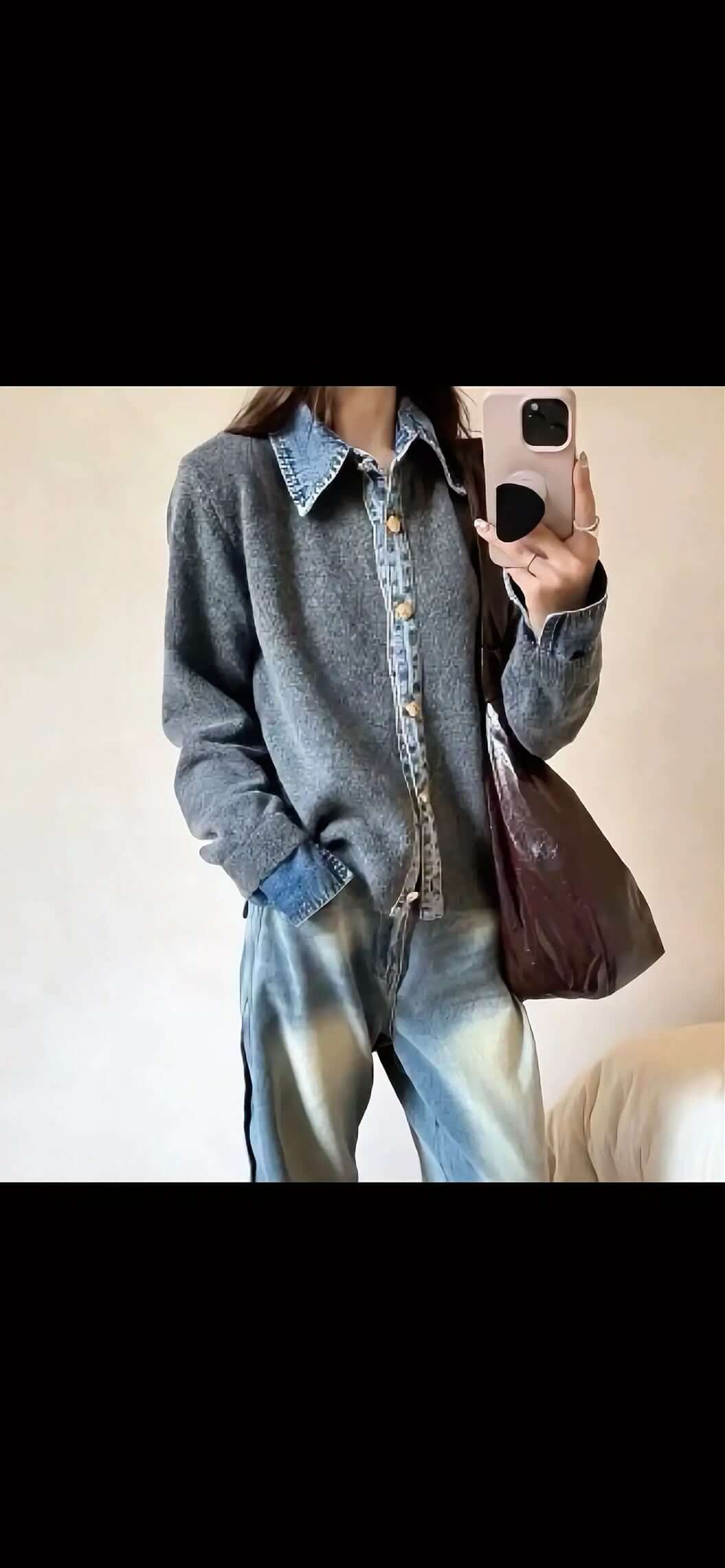 Maglia Elegante con Dettagli in Jeans – Stile Autunnale